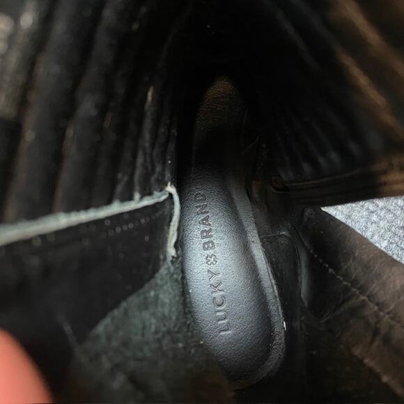 Lucky Brand Black Dunes Leather Buckle Booties Moto Boots Womens 6 - Picture 7 of 9